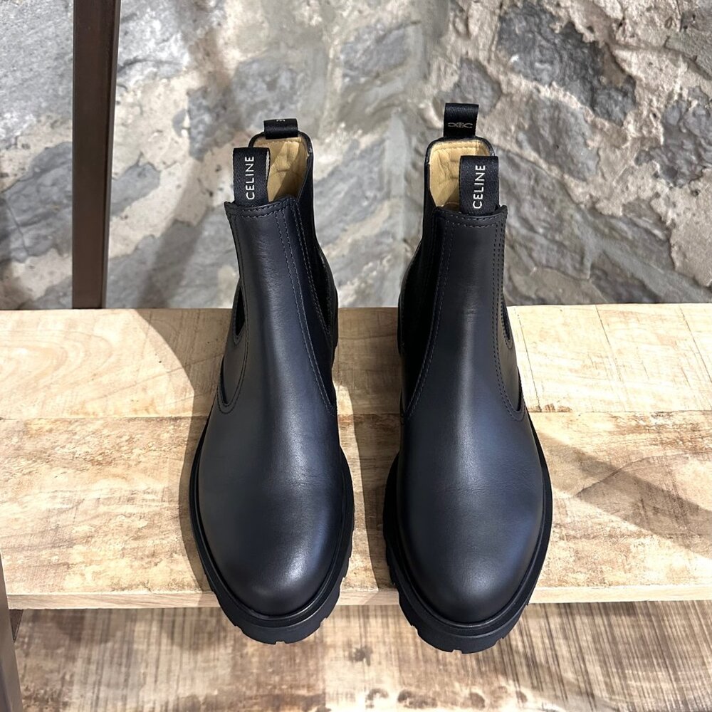 Celine Black Leather Margaret Lug Chelsea Boots - Picture 2 of 13